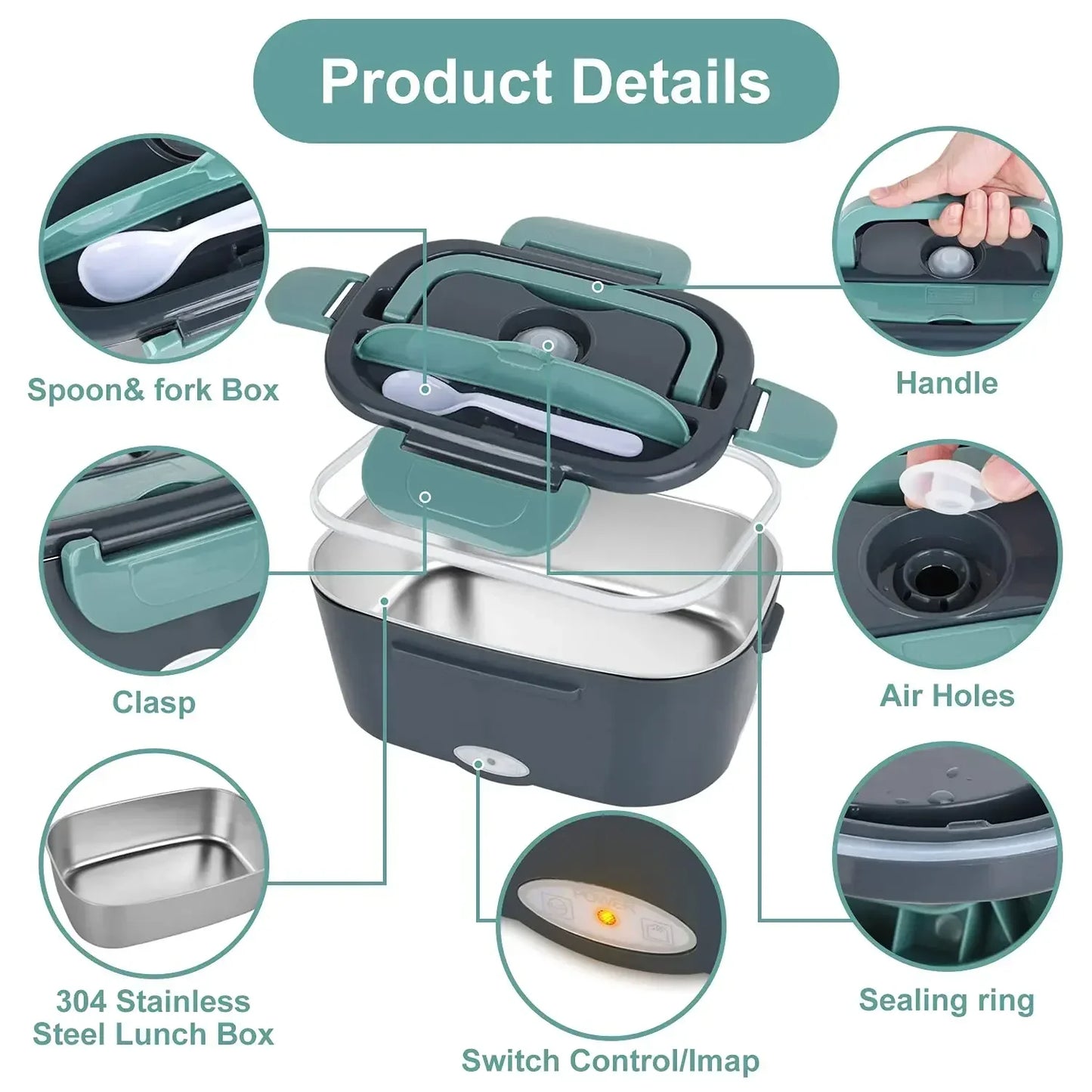 Hot Meals. Anytime. Anywhere. 2-In-1 Electric Heating Lunch Box
