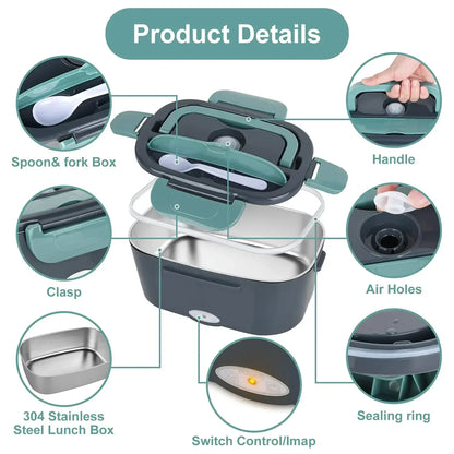Hot Meals. Anytime. Anywhere. 2-In-1 Electric Heating Lunch Box